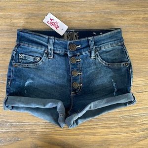 Justice button fly Jean shorts, size 14 slim